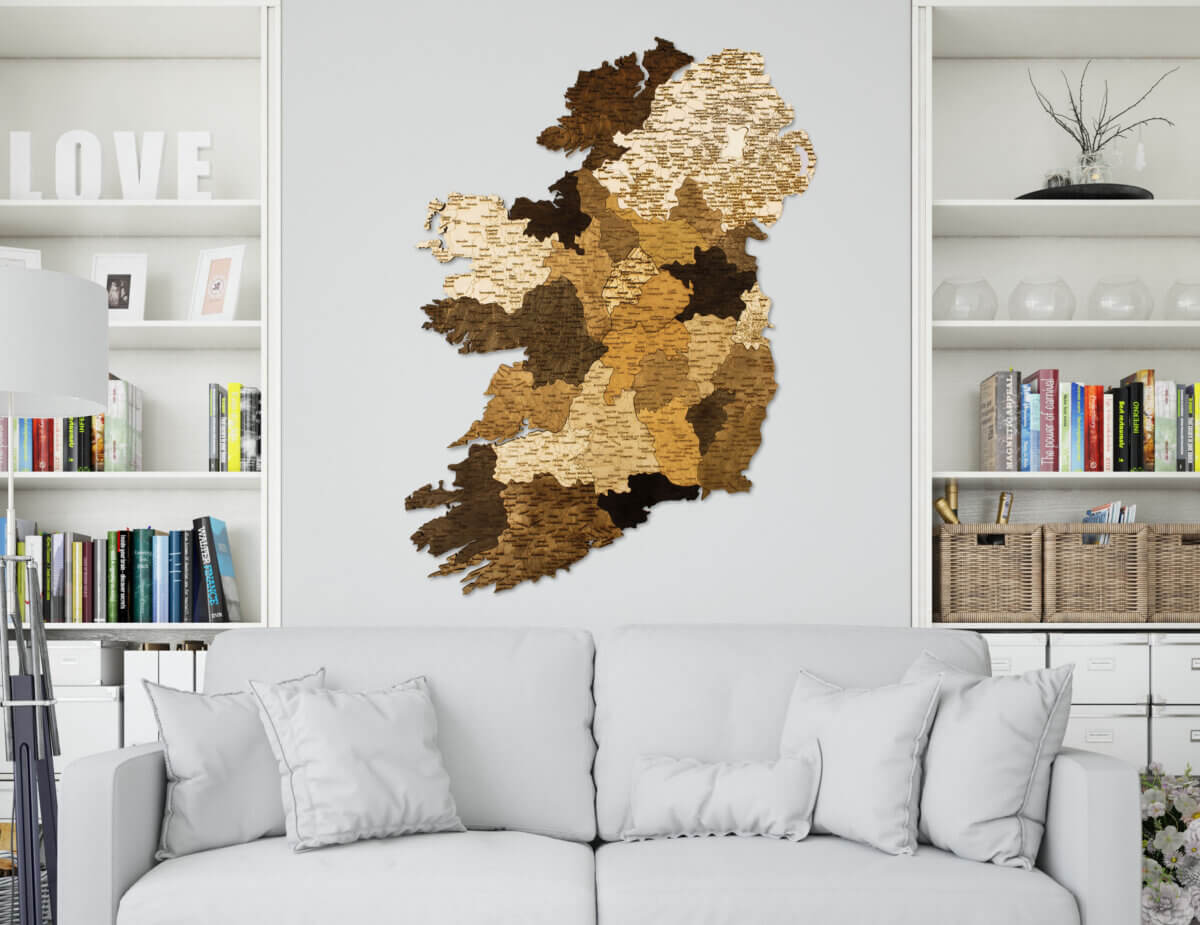 Holzkarte von Irland - Wanddekoration