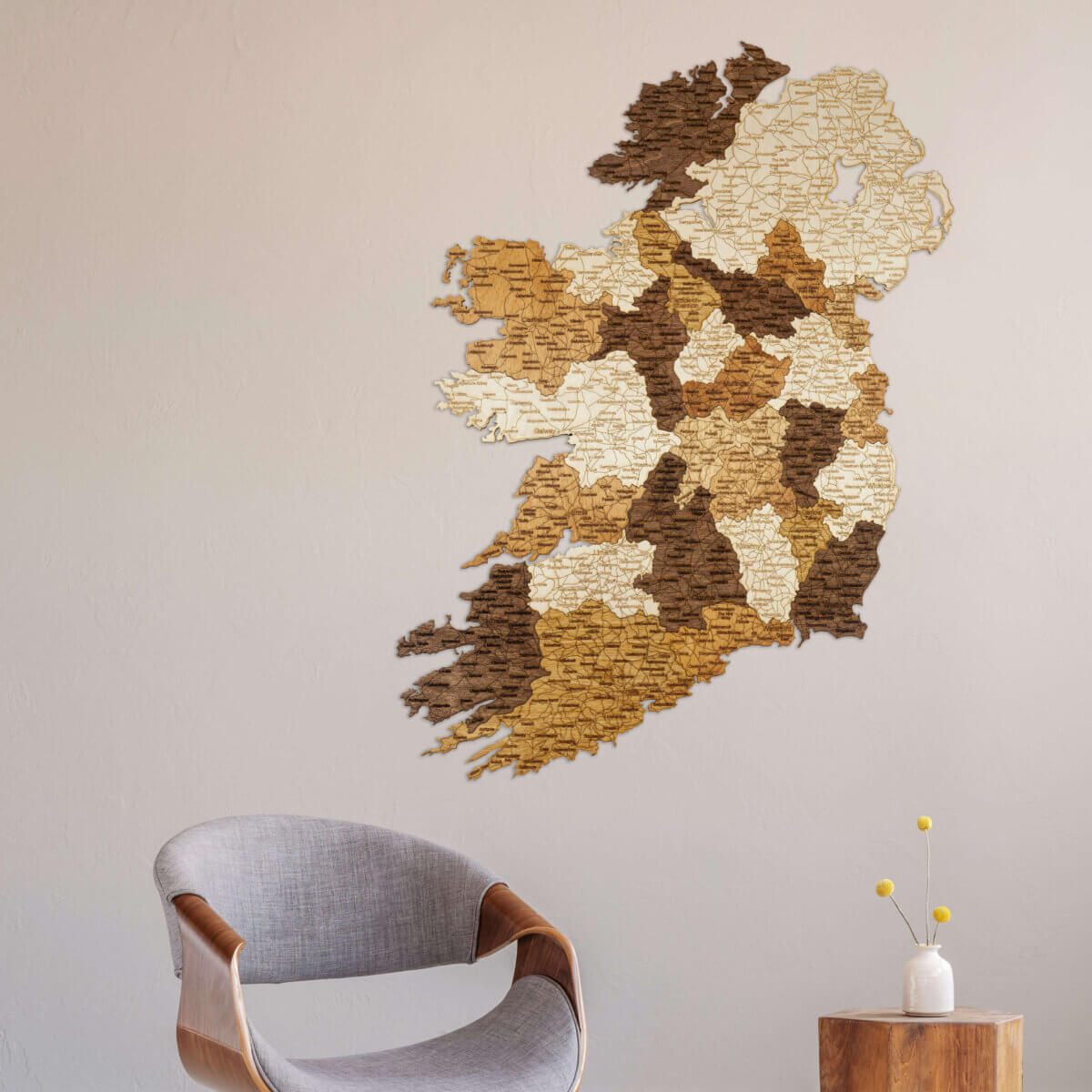 Holzwandkarte von Irland - 80x61 cm