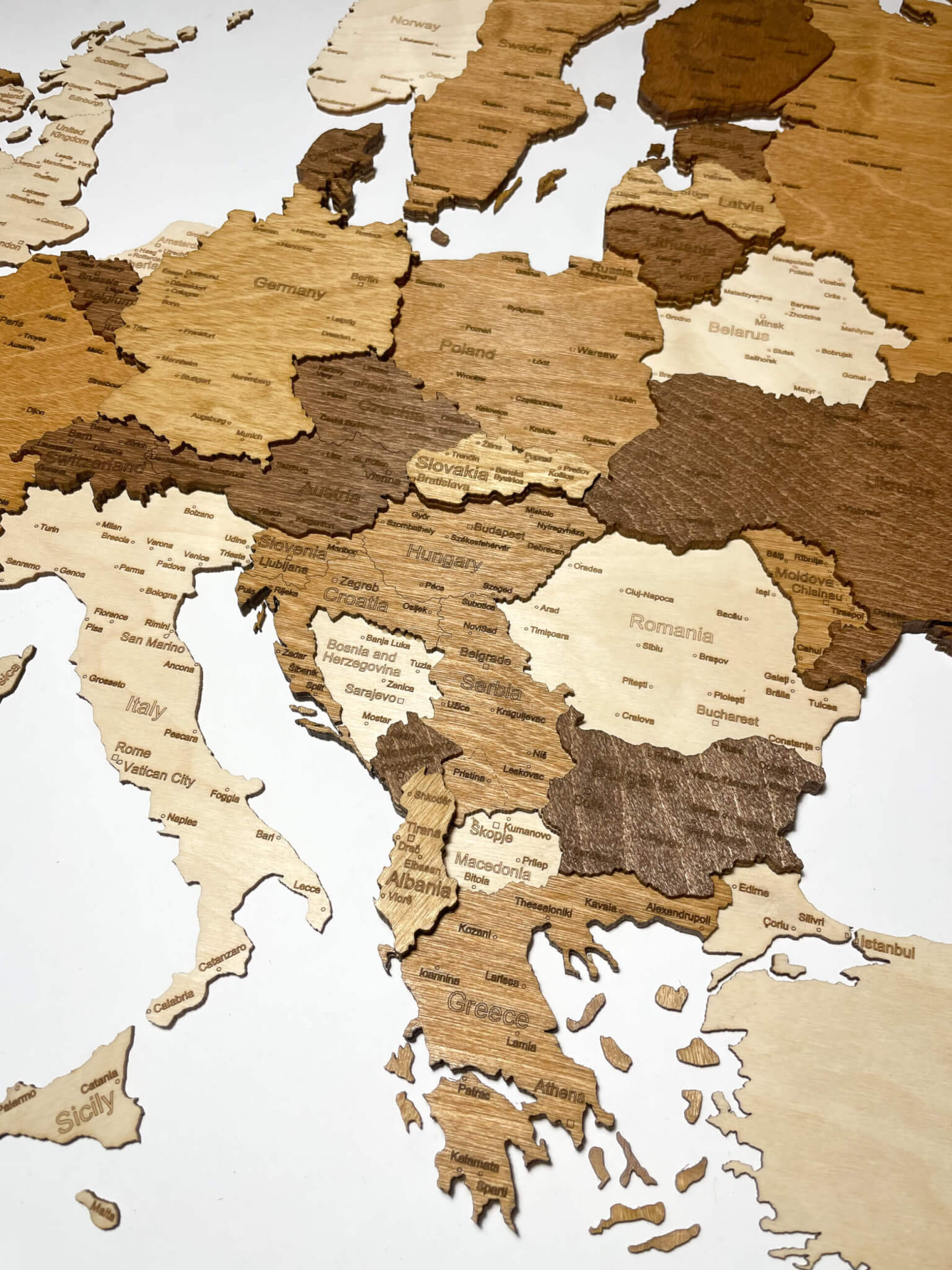 Holzkarte von Europa