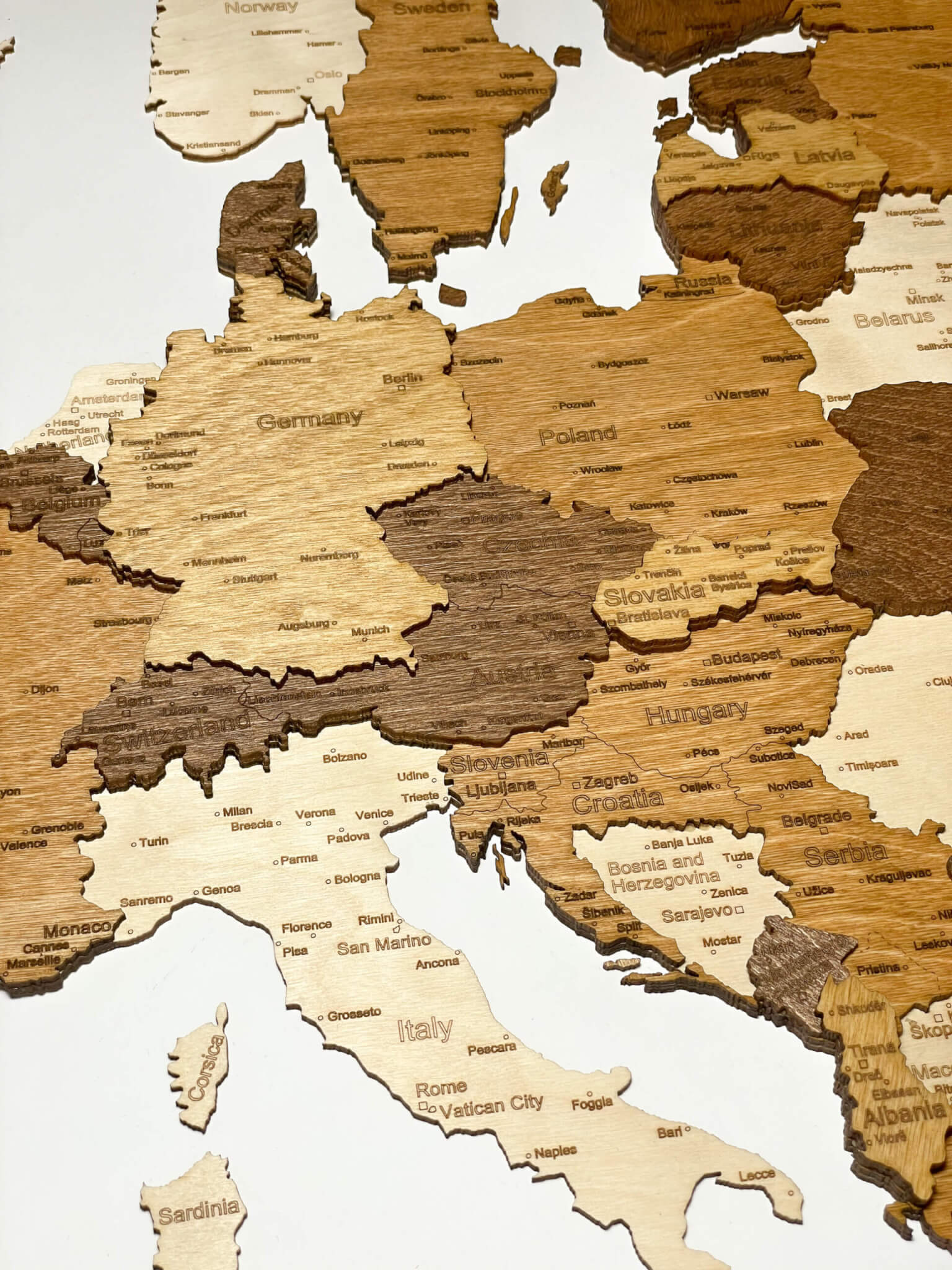 Mitteleuropa - Holzkarte von Europa