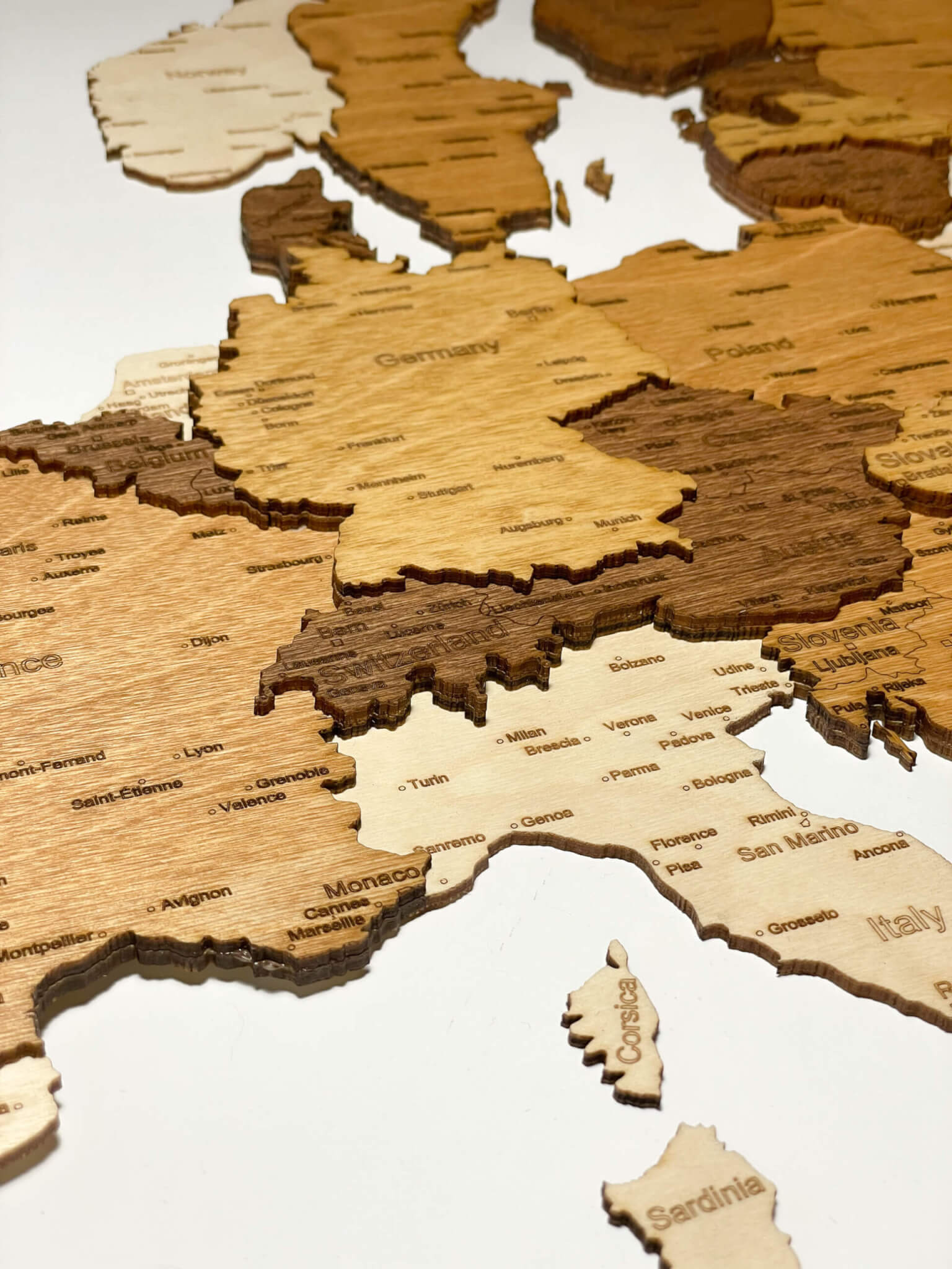 Westeuropa - Holzkarte von Europa