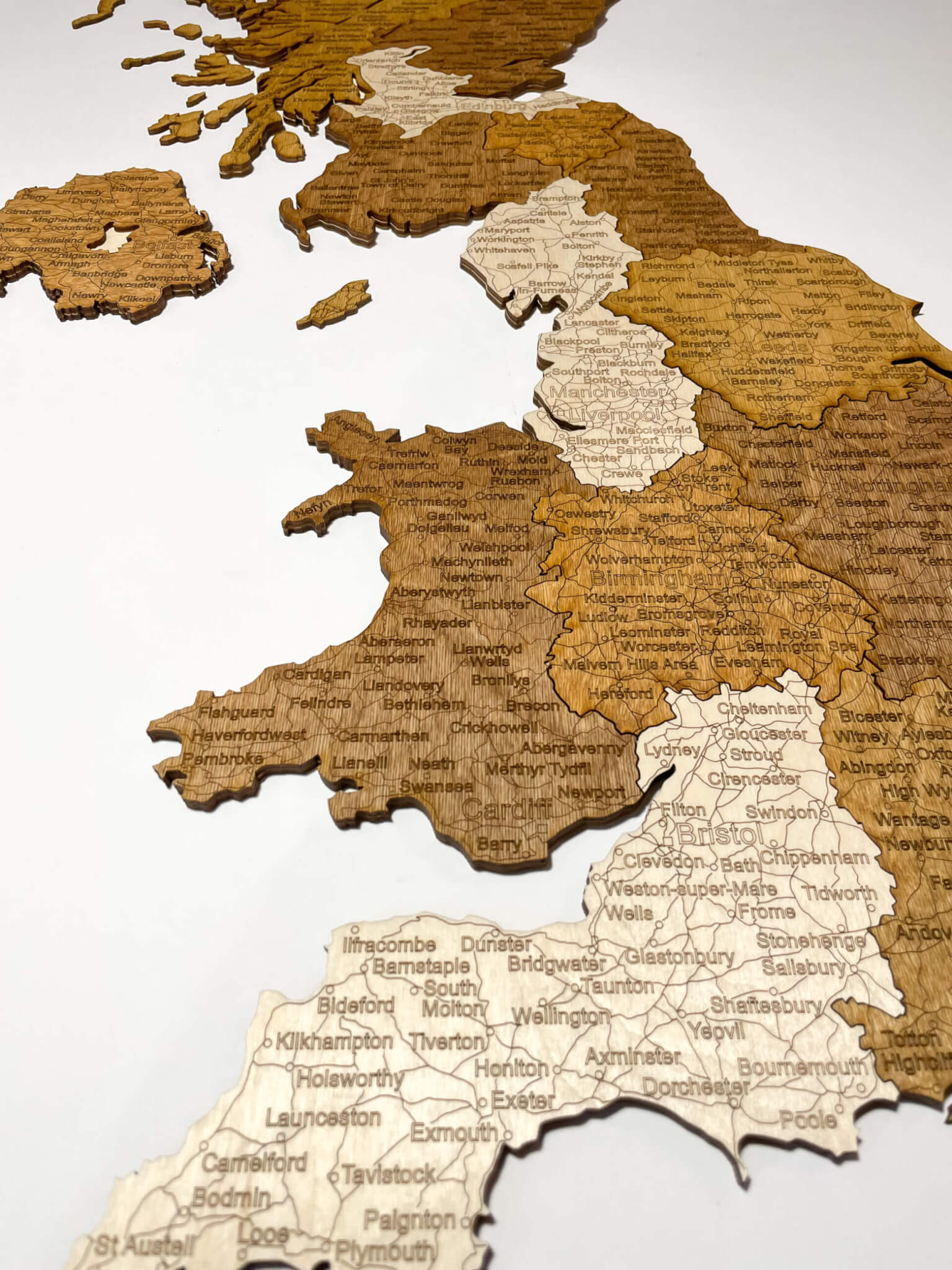 Großbritannien Holzkarte Detail