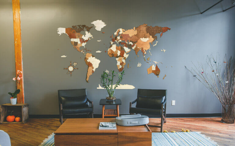 Hölzerne Weltkarte Wanddekoration - 68travel