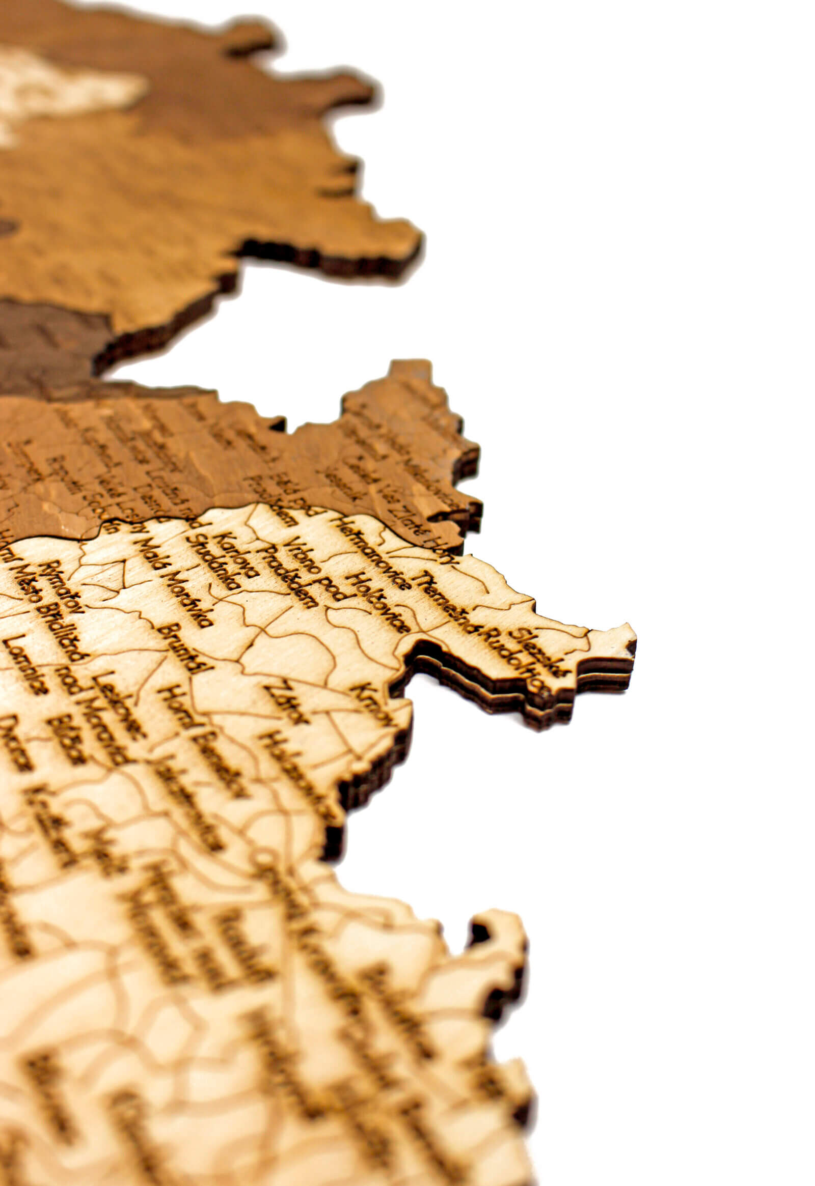 Holzkarte der Tschechischen Republik - 80x46 cm Wanddekoration - 68travel