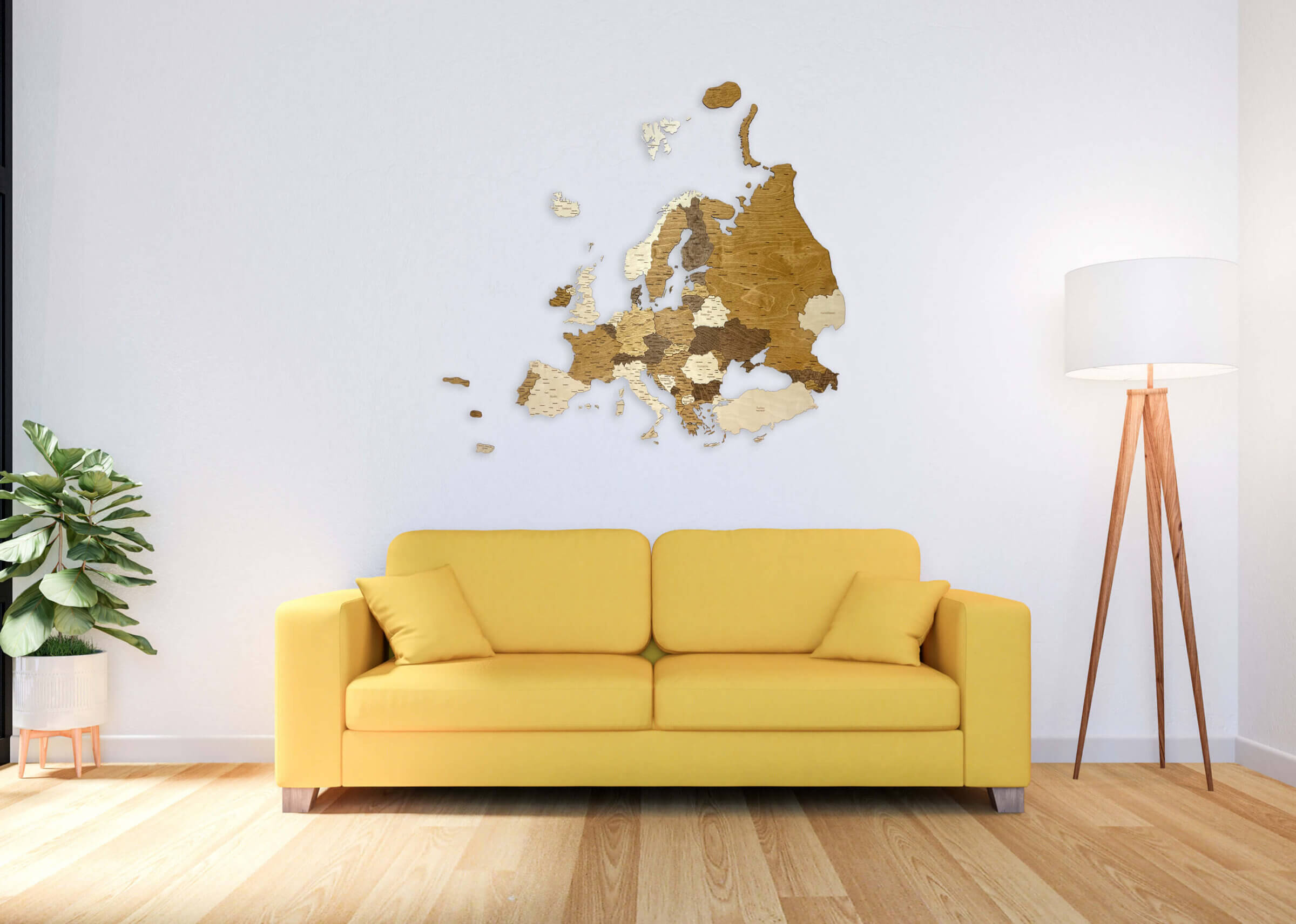 3D-Holzkarte von Europa - Wanddekoration
