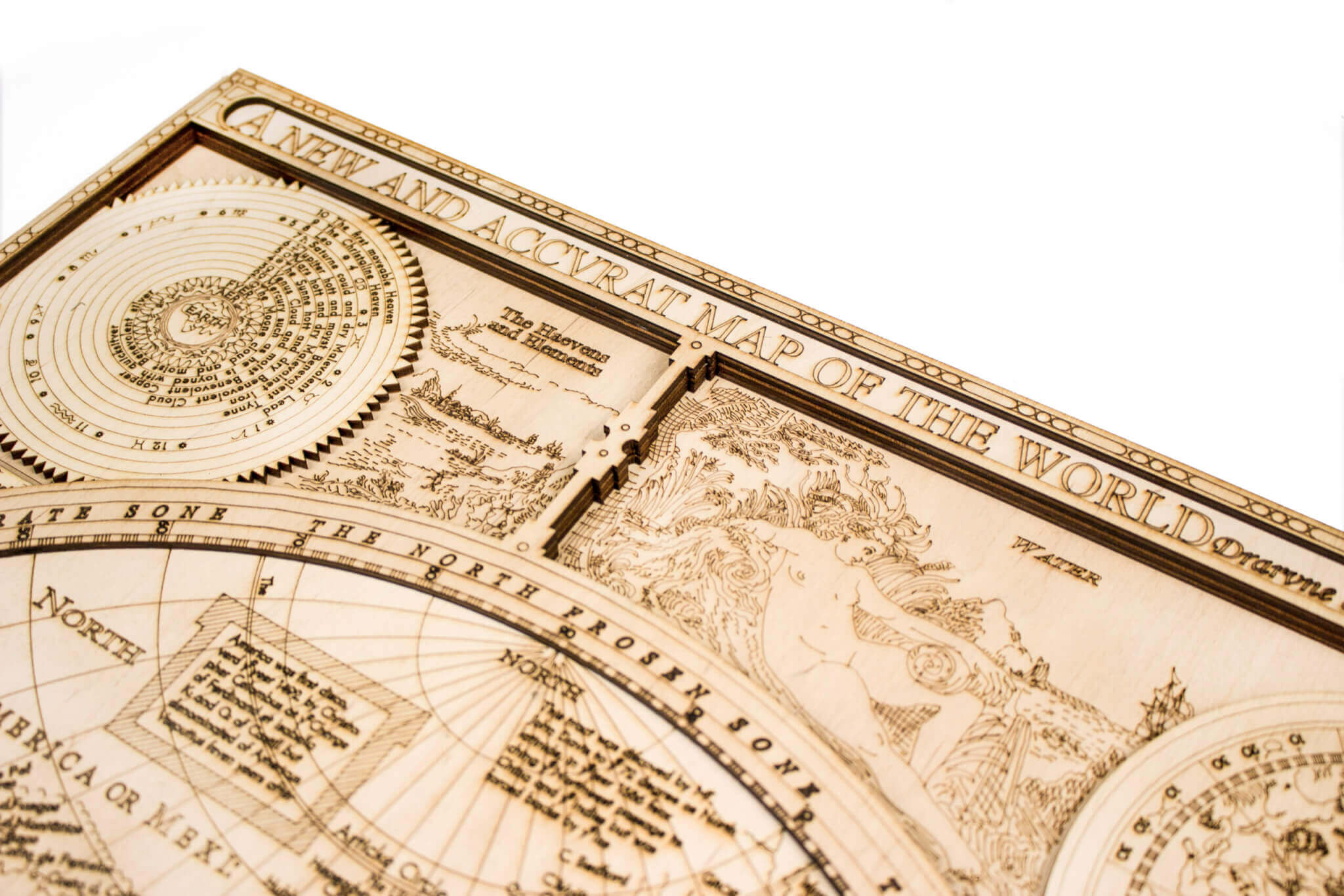 Historische Holzweltkarte - Gravur Detail