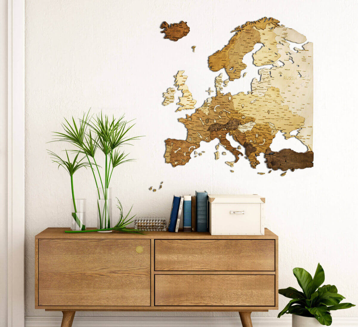 Holzkarte von Europa - Wanddekoration