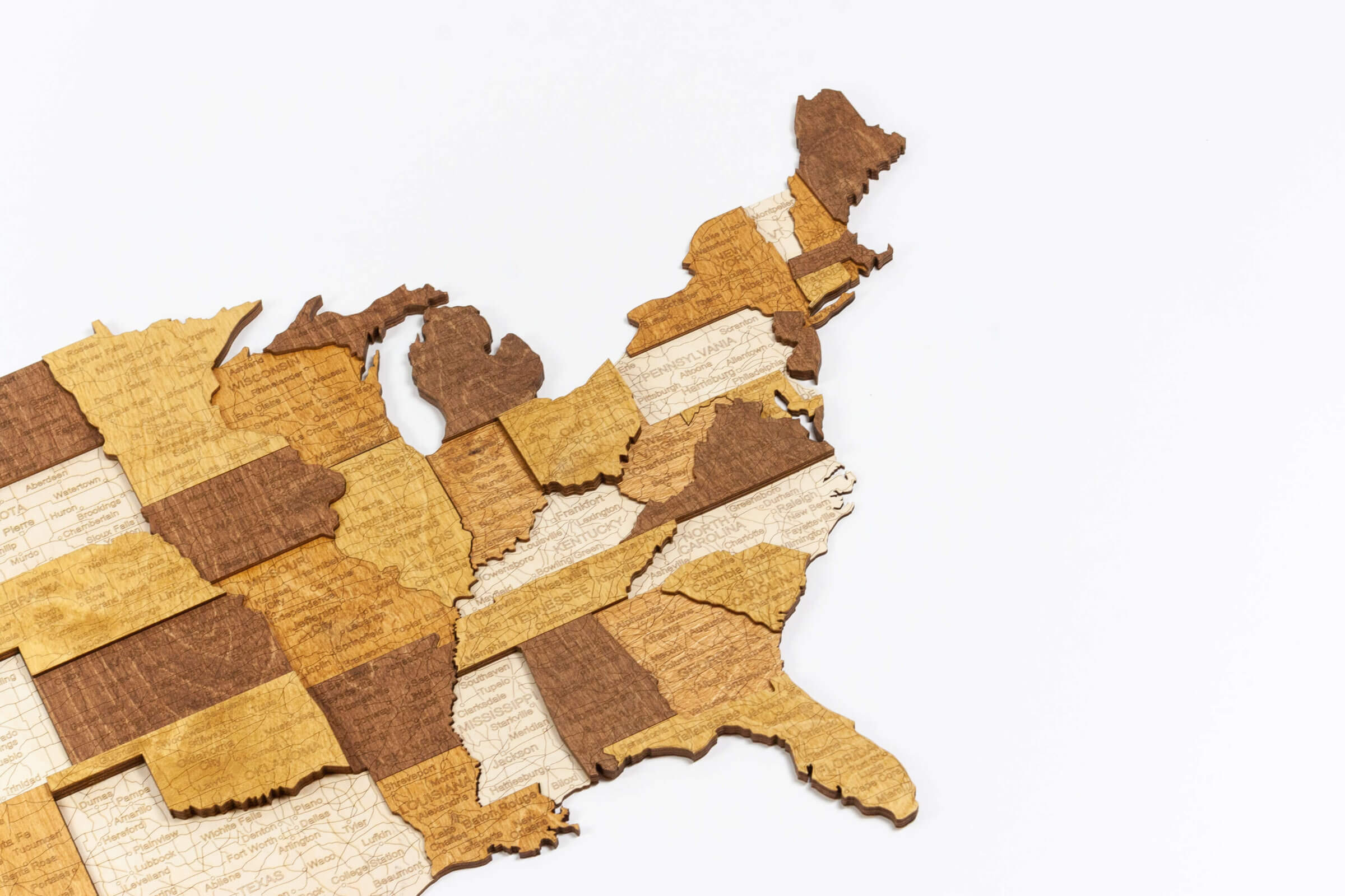 3D-Holz-USA-Karte