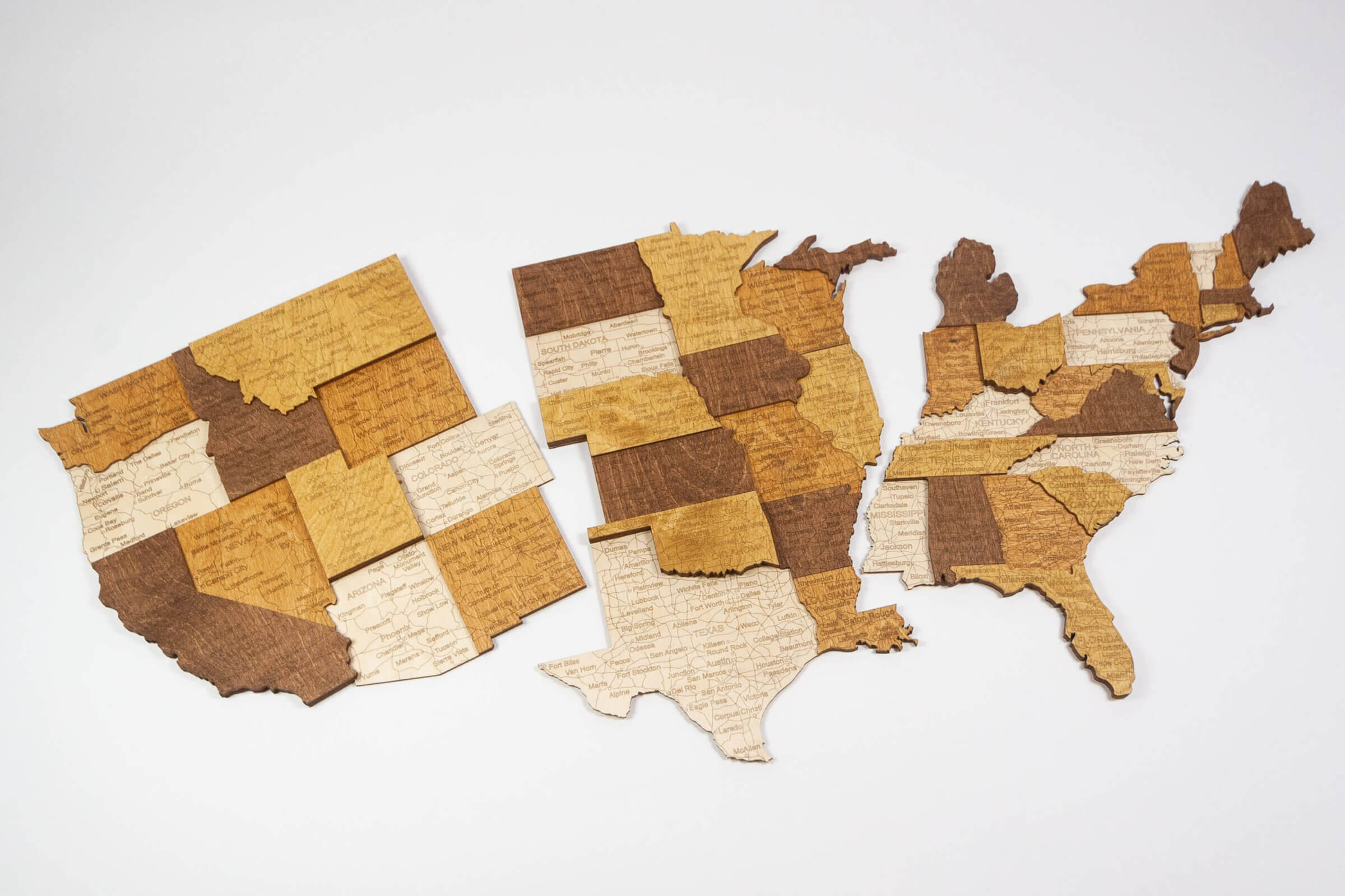 USA 3D-Holzkarte - 3 Stück
