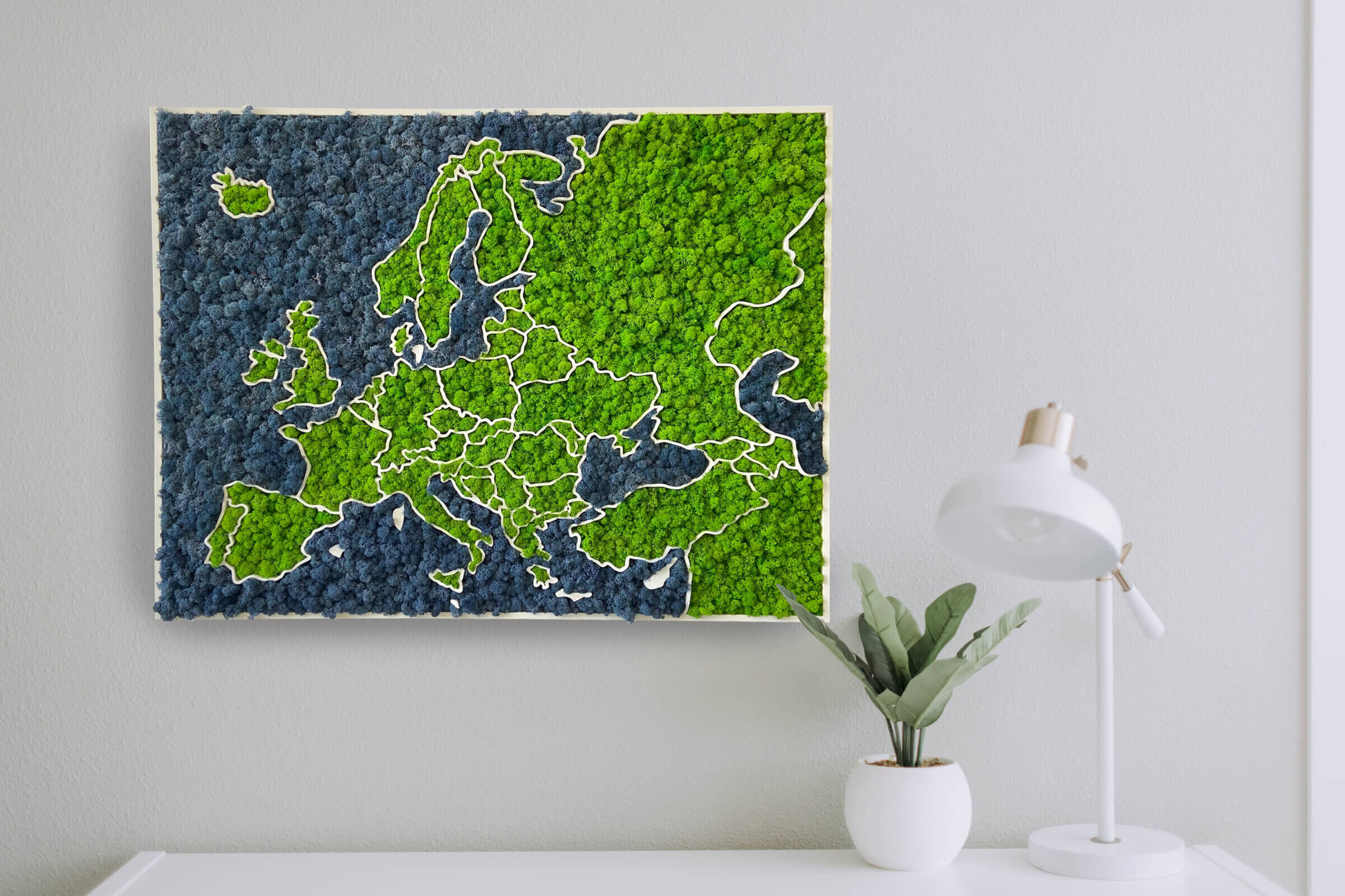 3D Europakarte aus Moos - organische Flechten